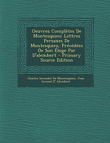 Oeuvres Completes de Montesquieu cover