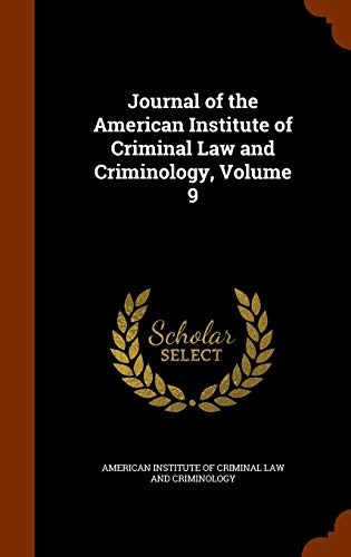 Journal of the American Institute of Criminal Law and Criminology, Vol cover