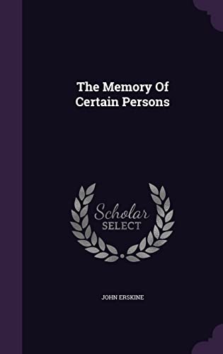 The Memory Of Certain Persons cover