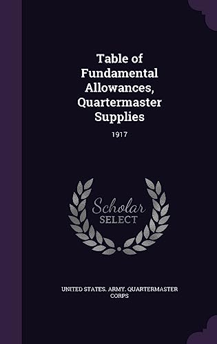 Table of Fundamental Allowances, Quartermaster Supplies cover