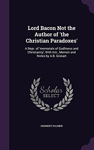 Lord Bacon Not the Author of 'the Christian Paradoxes' cover