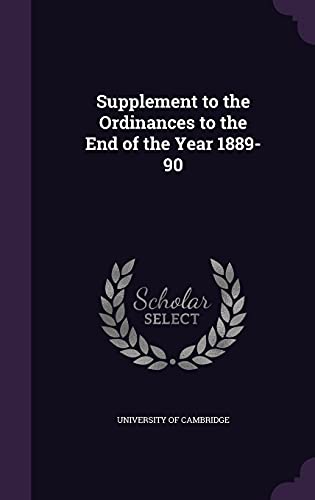 Supplement to the Ordinances to the End of the Year 1889-90 cover