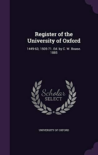 Register of the University of Oxford cover