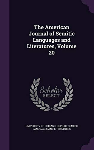The American Journal of Semitic Languages and Literatures, Volume 20 cover