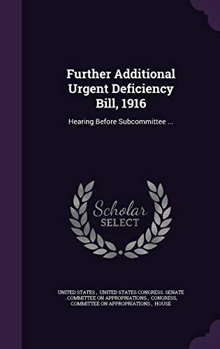 Further Additional Urgent Deficiency Bill, 1916 cover