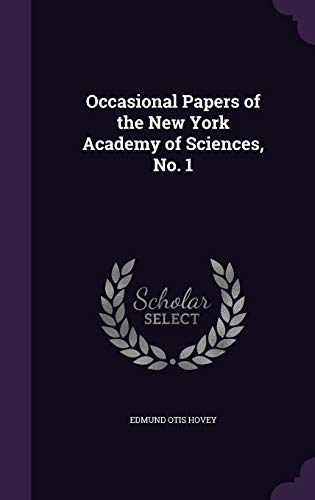 Occasional Papers of the New York Academy of Sciences, No. 1 cover