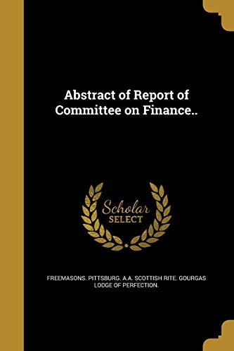 Abstract of Report of Committee on Finance.. cover