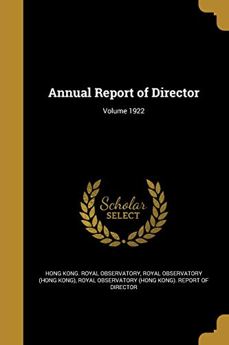 Annual Report of Director; Volume 1922 cover