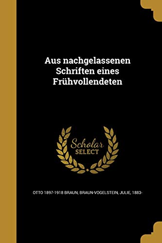 Aus nachgelassenen Schriften eines Fruhvollendeten cover
