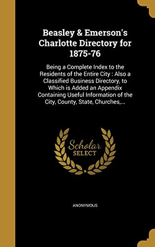 Beasley & Emerson's Charlotte Directory for 1875-76 cover
