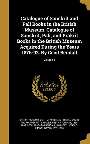 Catalogue of Sanskrit and Pali Books in the British Museum. Catalogue cover