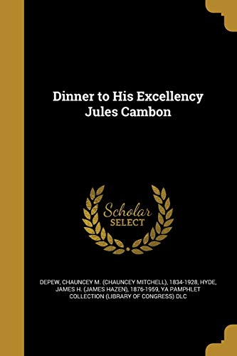 Dinner to His Excellency Jules Cambon cover