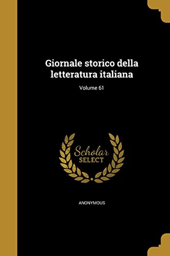 Giornale storico della letteratura italiana; Volume 61 cover