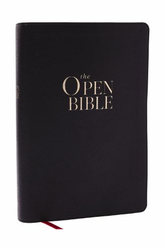 The Open Bible: Read and Discover the Bible for Yourself (NKJV, Black Leathersoft, Red Letter, Comfort Print)