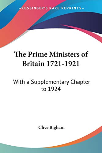The Prime Ministers of Britain 1721-1921 cover