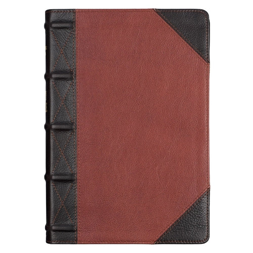 KJV Giant Print Full-Size Bible Two-Tone Brandy/Brown Full Grain Leath