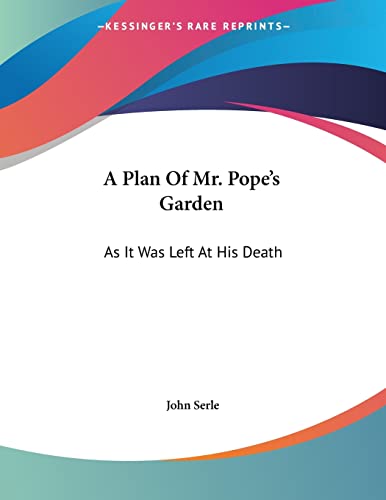 A Plan Of Mr. Pope's Garden cover