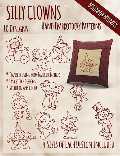 Silly Clowns Hand Embroidery Patterns