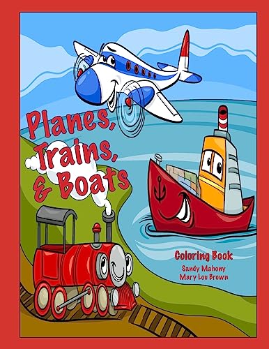 Planes, Trains, & Boats Coloring Book cover
