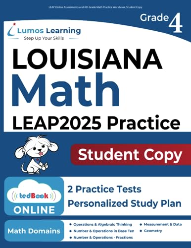 LEAP Online Assessments and 4th Grade Math Practice Workbook, Student cover