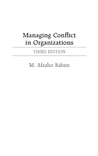 Managing Conflict in Organizations, 3rd Edition