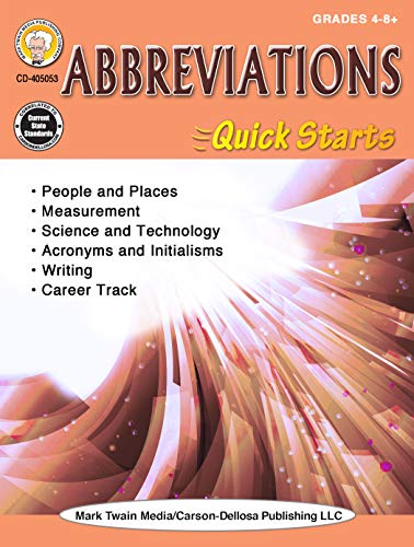 Abbreviations Quick Starts Workbook, Grades 4 - 12