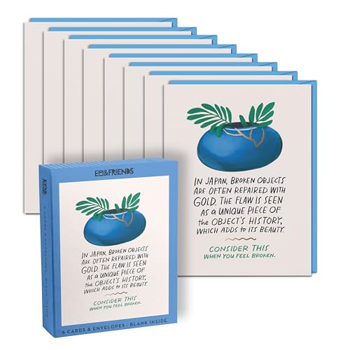 Em & Friends Broken Objects Foil Card, Box of 8 Single Empathy Cards