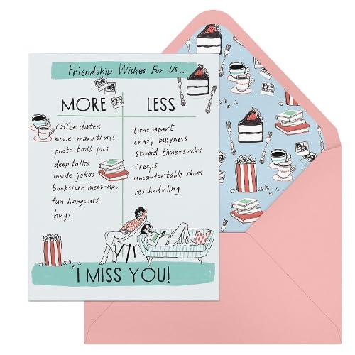 6-Pack Em & Friends Julia Rothman Miss You Friend More/Less Greeting C cover