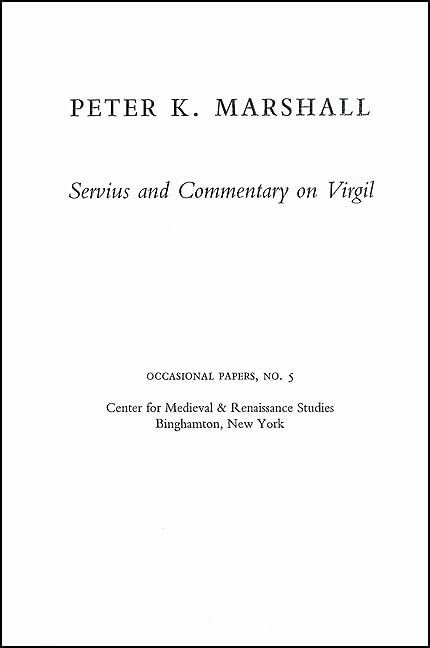 Servius and Commentary on Virgil