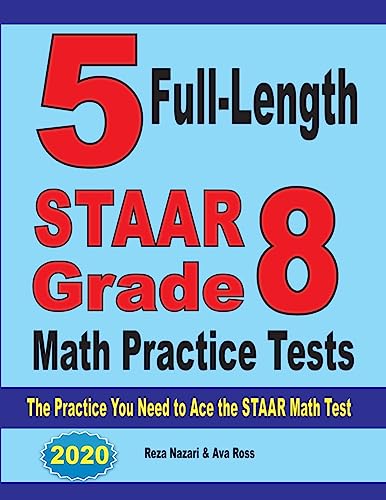 5 Full-Length STAAR Grade 8 Math Practice Tests cover