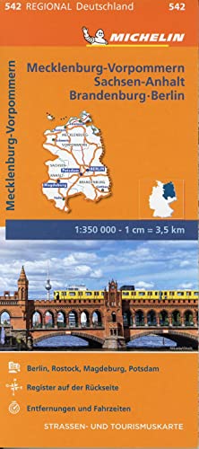 Michelin Regionalkarte Mecklenburg-Vorpommern / Sachsen-Anhalt / Brandenburg / Berlin 1 : 350 000: Stadtpläne: Berlin, Rostock, Magdeburg, Potsdam. Register. Entfernungen und Fahrzeiten