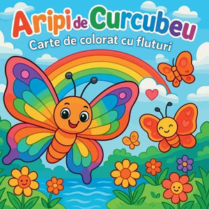 Aripi de Curcubeu - Carte de colorat cu fluturi 
