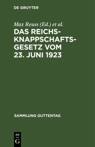 Das Das Reichsknappschaftsgesetz Vom 23. Juni 1923
