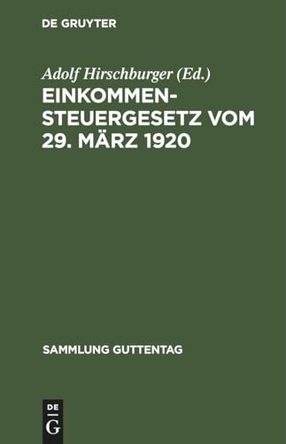 Einkommensteuergesetz Vom 29. März 1920