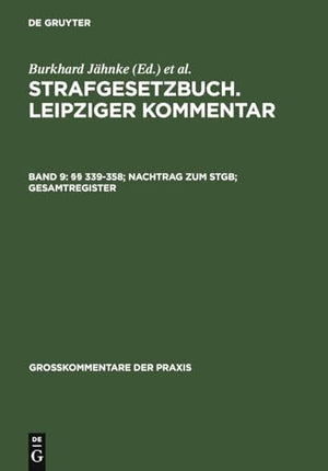 §§ 339-358; Nachtrag Zum Stgb; Gesamtregister