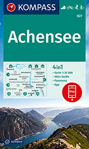Achensee + Aktiv Guide: 4in1 Wanderkarte 1:35000 mit Panorama und Aktiv Guide inklusive Karte zur offline Verwendung in der KOMPASS-App. Fahrradfahren. Skitouren. Langlaufen.