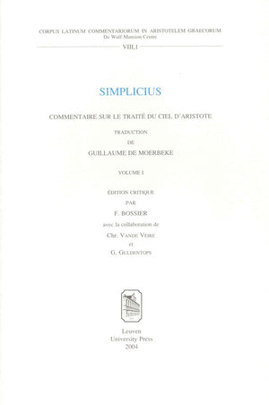 Simplicius. Commentaire sur le traité du ciel d'Aristote