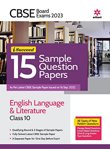 Cbse Board Exam 2023 -I-Succeed 15 Sample Question Papers  English Language & Literature Class 10th