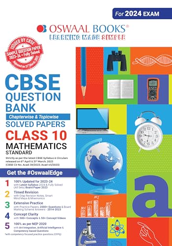 Oswaal Cbse Chapterwise & Topicwise Question Bank Class 10 Mathematics Standard Book (for 2023-24 Exam)
