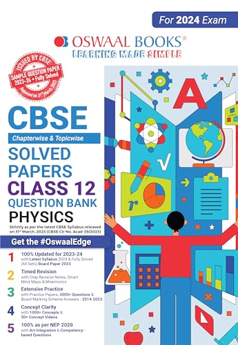 Oswaal Cbse Chapterwise & Topicwise Question Bank Class 12 Physics Book (for 2023-24 Exam)