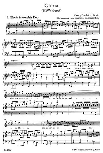Handel: Gloria (HWV deest) Vocal Score - Urtext