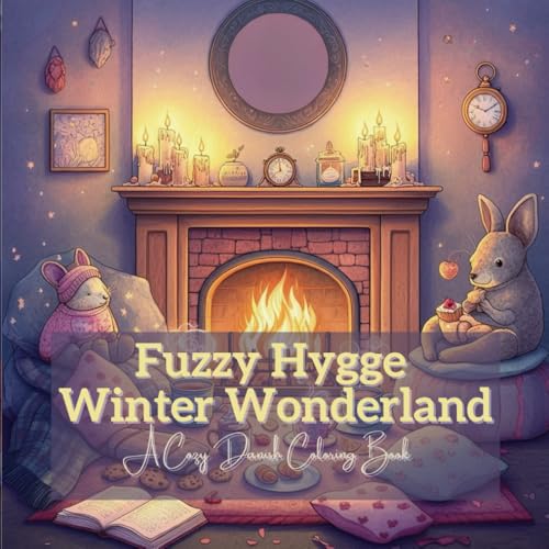 Fuzzy Hygge Winter Wonderland - A Cozy Danish Coloring Book: Bold and easy 45 fuzzy coloring pages featuring hibernating winter animals living their best hygge life