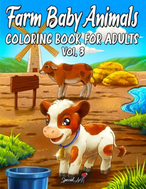 Farm Baby Animals: An Amazing Adult Coloring Book with a collection of Beautiful and Unique Pages of Cute Farm Animals