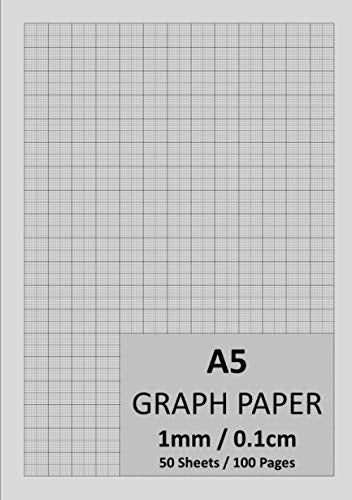 A5 Graph Paper 1mm 0.1cm: 148mm x 210mm, Graph Pad, 1/5/10 mm Square Grid Ruled Graphing Notepad, 100 Pages/50 leaves | Engineering & Science Notebook ... Graph Paper A5 Pad | 90gsm White Paper