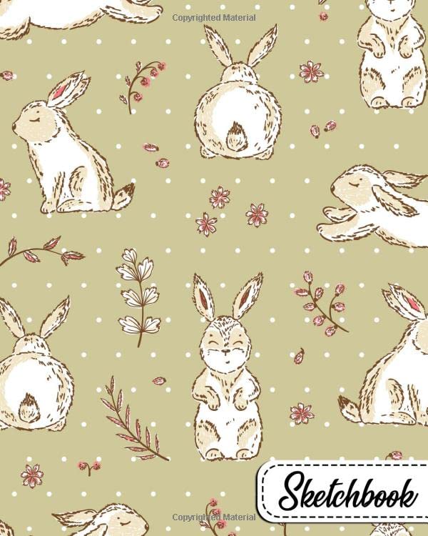 Sketchbook: Beautiful Drawing Book, Sketch Pad, Painting Journal for Class, Work or Home, 8x10 in - Fluffy Bunny Rabbit Print