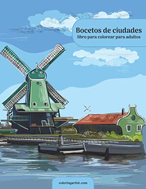 Bocetos de ciudades libro para colorear para adultos