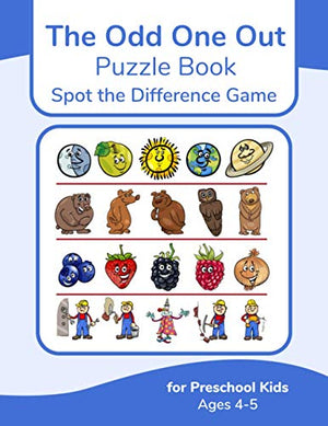 The Odd One Out Puzzle Book - Spot the Difference Game for Preschool Kids Ages 4-5