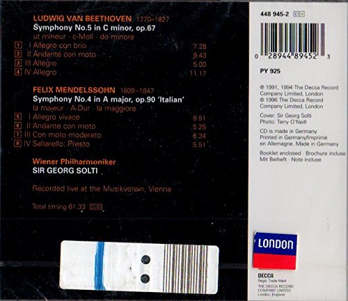 Beethoven: Symphony No 5/Mendelssohn: Symphony No.4