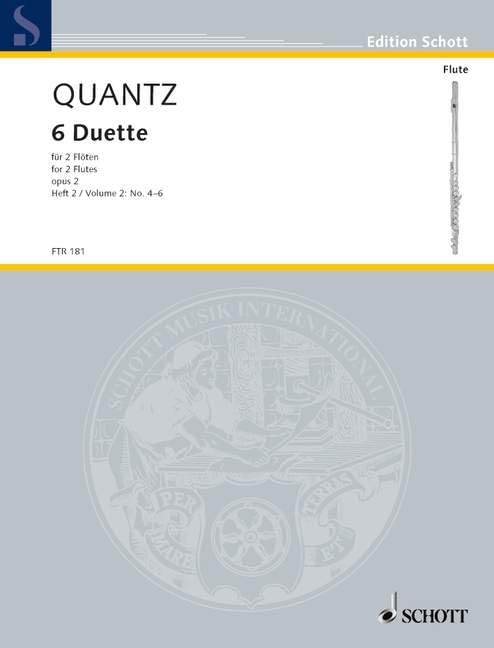 Six Duets: Duets 4-6. op. 2. 2 flutes. Partition d'exécution.