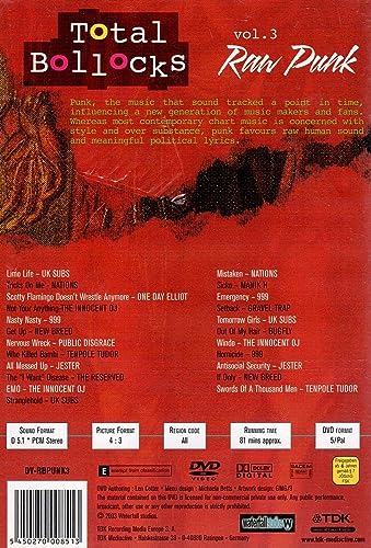 Raw Punk: Volume 3 - Total Bollocks [DVD] [2003]